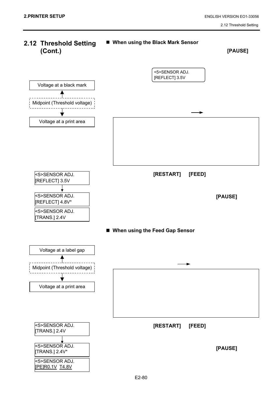 12 threshold setting (cont.) | Toshiba B-SX6T Series User Manual | Page 94 / 139