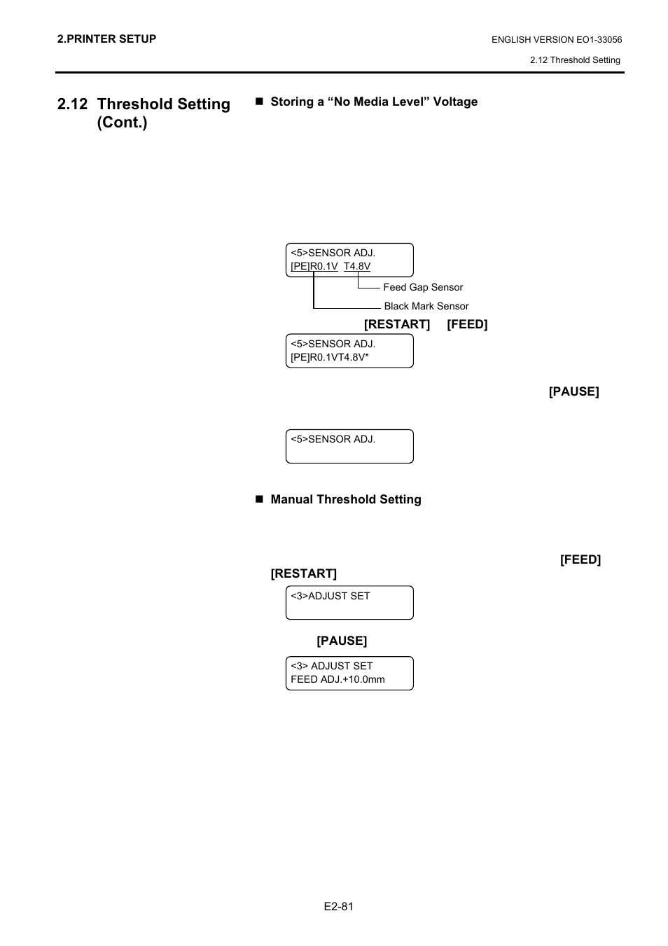 12 threshold setting (cont.) | Toshiba B-SX6T Series User Manual | Page 95 / 139