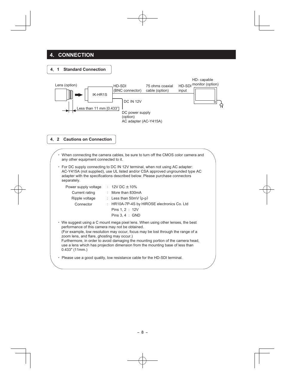 4 connection | Toshiba IK-HR1S User Manual | Page 8 / 28