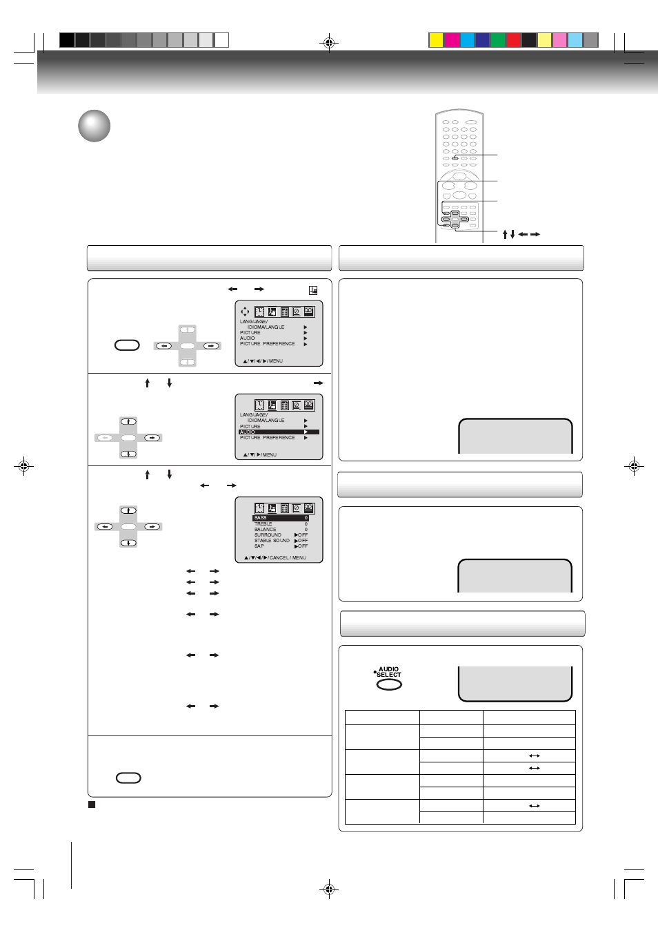 Listening to sap (second audio program), Sound control adjustment | Toshiba MW24FP1 User Manual | Page 32 / 68