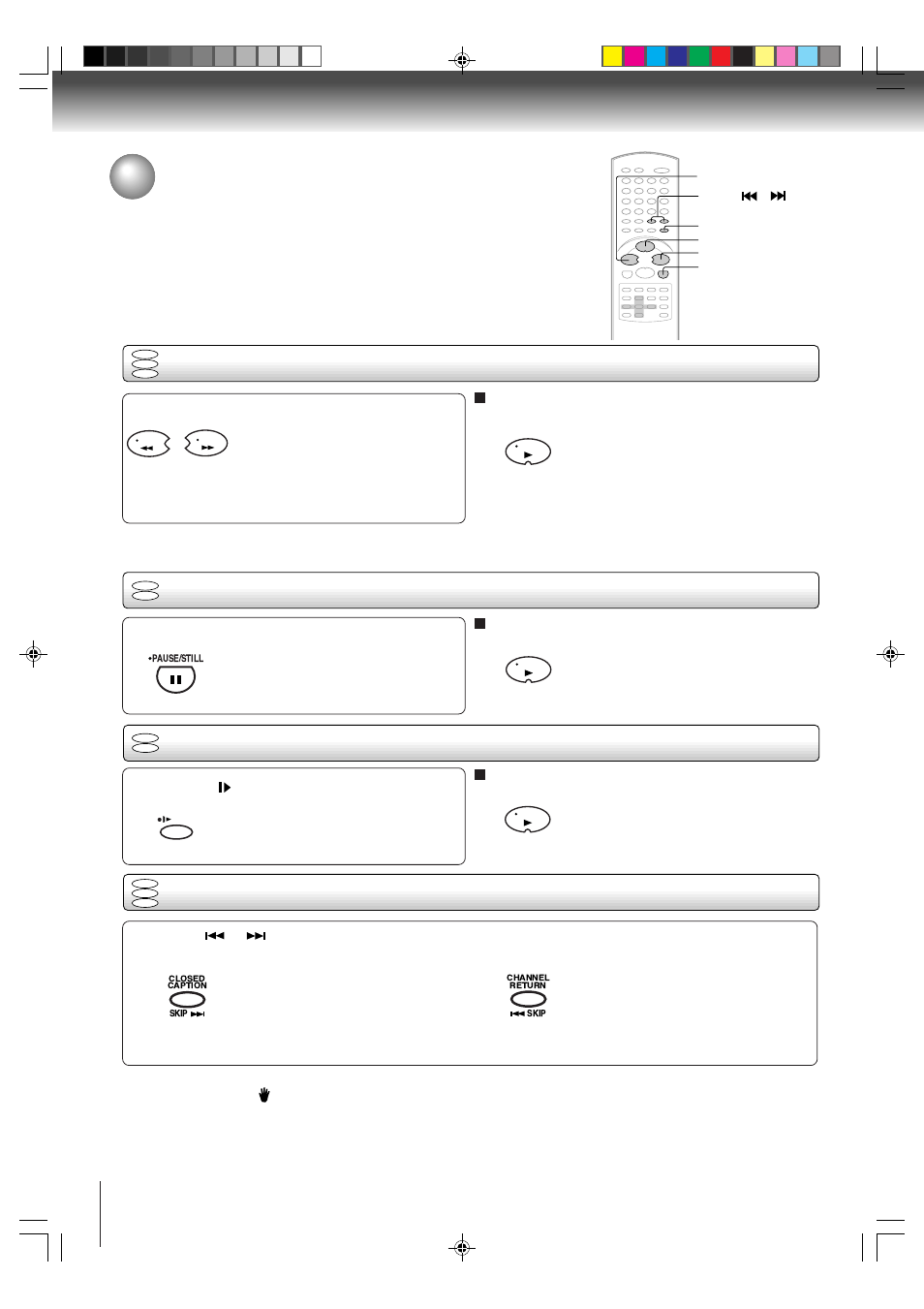 Playing a disc (continued), Playing in slow-motion locating a chapter or track | Toshiba MW24FP1 User Manual | Page 46 / 68