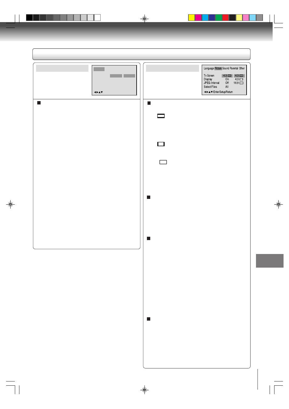 Setting details, Language picture | Toshiba MW24FP1 User Manual | Page 57 / 68