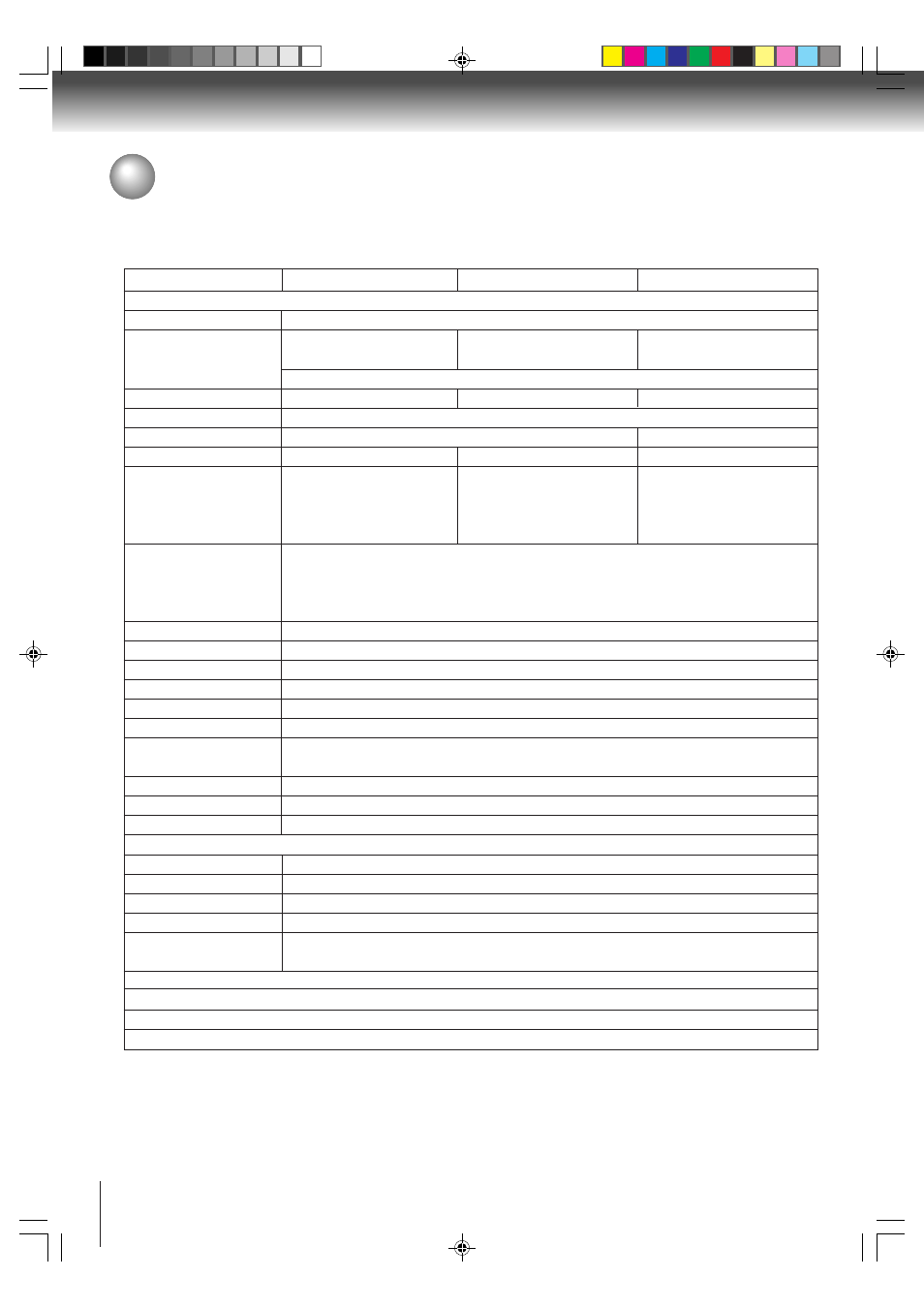 Specifications | Toshiba MW24FP1 User Manual | Page 64 / 68