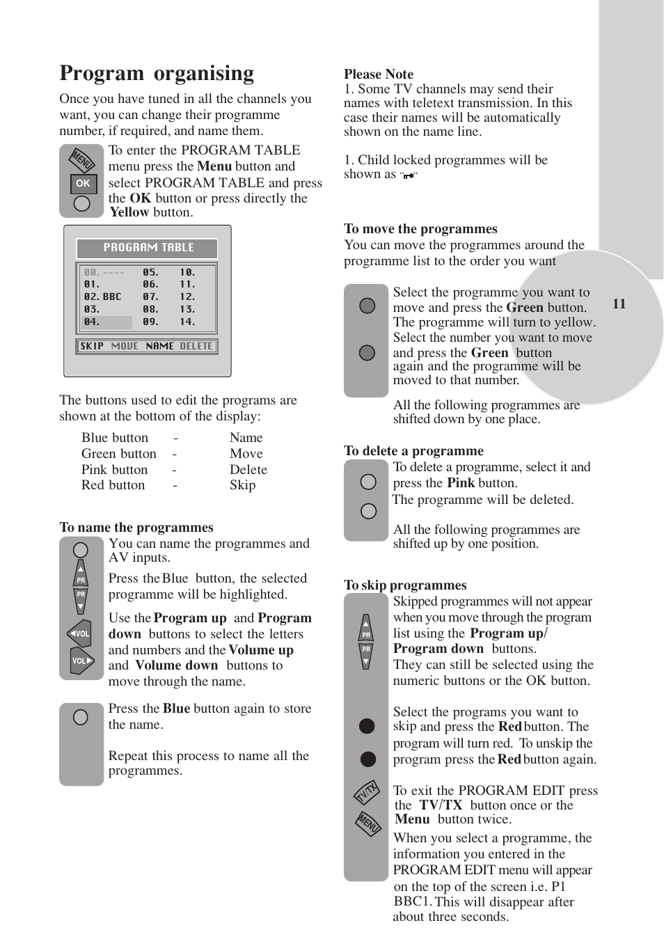 Program organising | Toshiba 15VL33 User Manual | Page 12 / 27