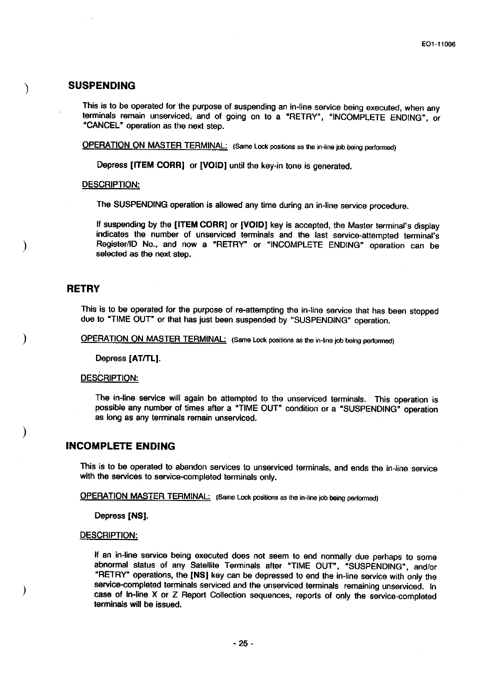 Suspending, Retry, Incomplete ending | Toshiba TEC MA-1900 User Manual | Page 29 / 40