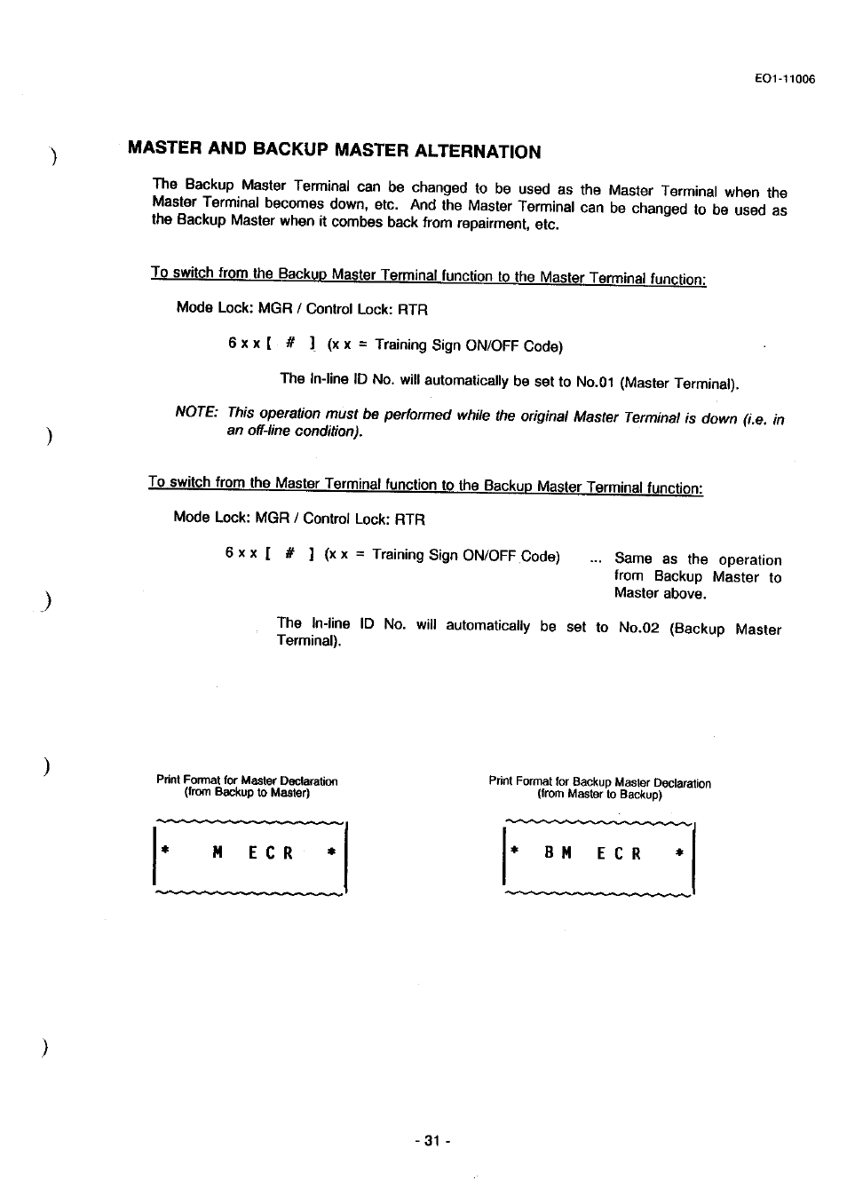 Master and backup master alternation | Toshiba TEC MA-1900 User Manual | Page 35 / 40