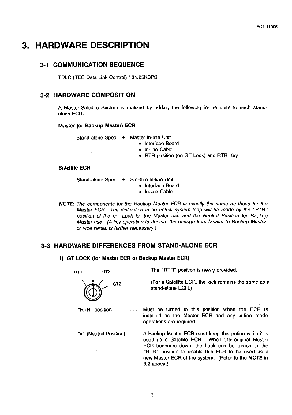 Hardware description, 1 communication sequence, 2 hardware composition | 3 hardware differences from stand-alone ecr, Communication sequence | Toshiba TEC MA-1900 User Manual | Page 6 / 40