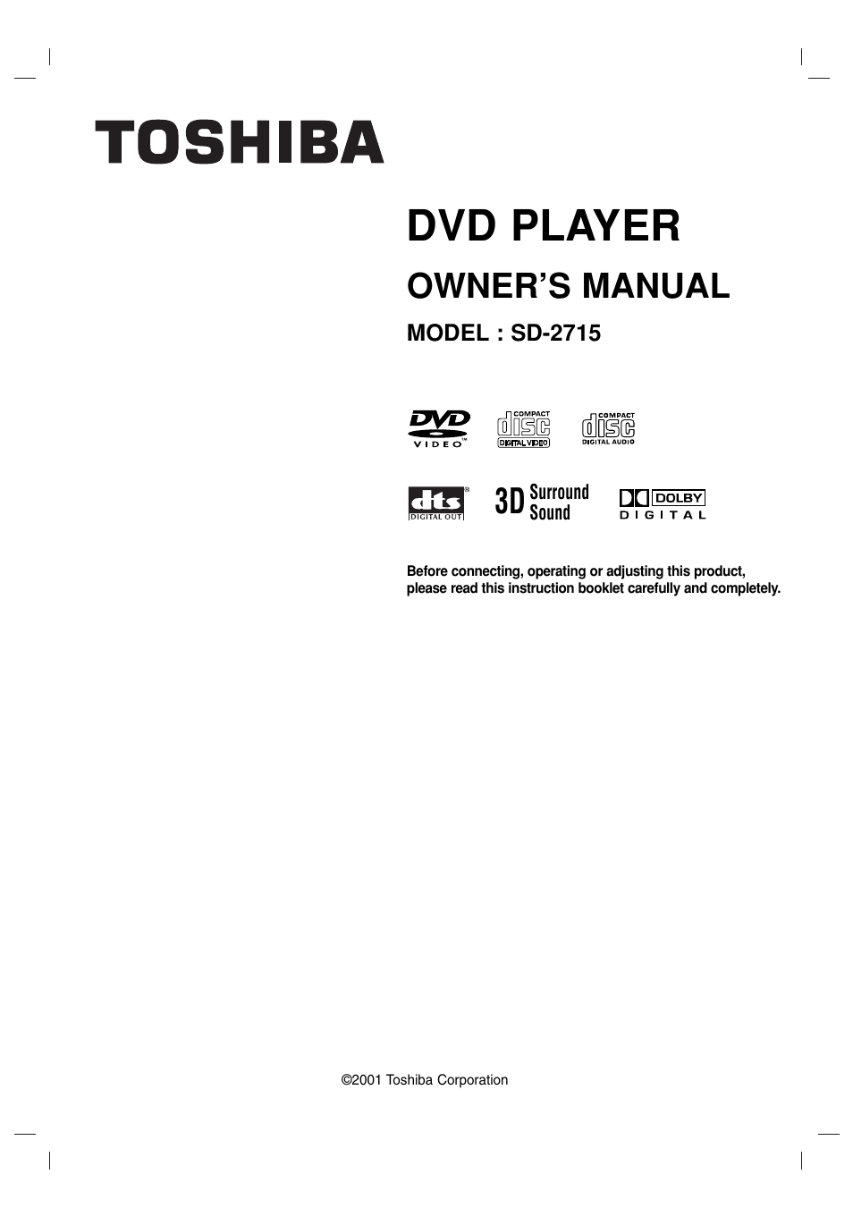 Toshiba SD-2715 User Manual | 46 pages