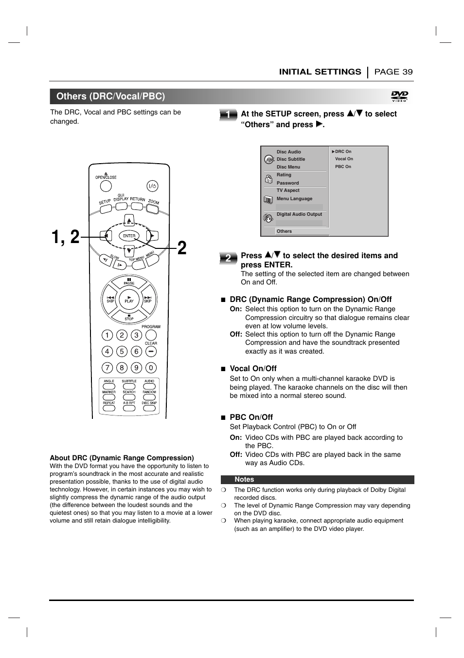 Others (drc/vocal/pbc) | Toshiba SD-2715 User Manual | Page 39 / 46