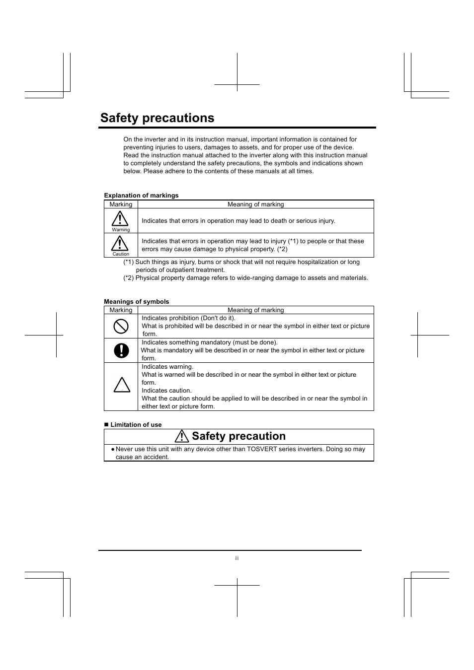 Safety precautions, Safety precaution | Toshiba RKP004Z User Manual | Page 4 / 36