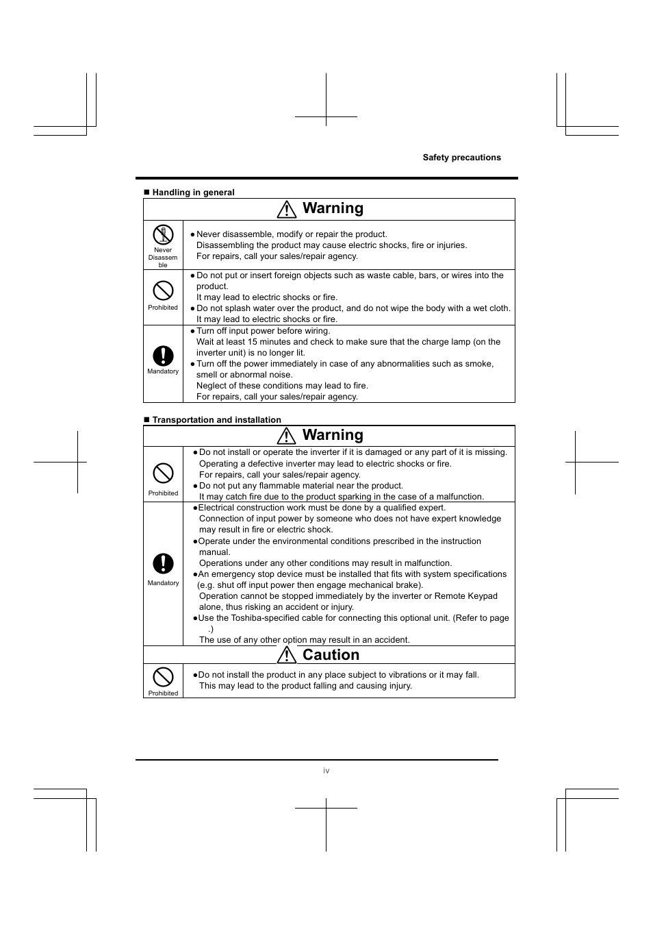 Warning, Caution | Toshiba RKP004Z User Manual | Page 5 / 36