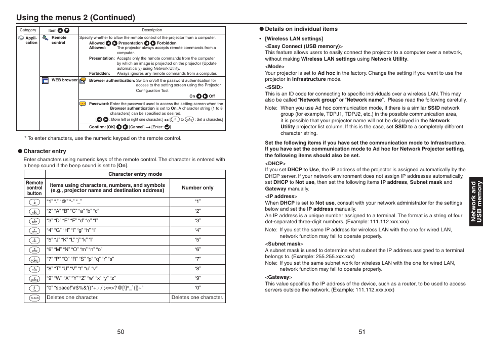 Using the menus 2 (continued) | Toshiba TDP-TW420 User Manual | Page 26 / 51