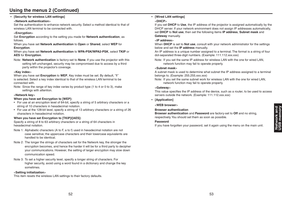 Using the menus 2 (continued) | Toshiba TDP-TW420 User Manual | Page 27 / 51