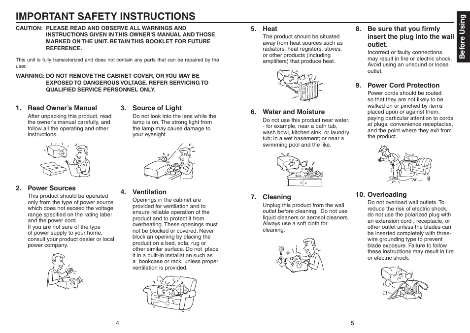 Important safety instructions | Toshiba TDP-TW420 User Manual | Page 3 / 51
