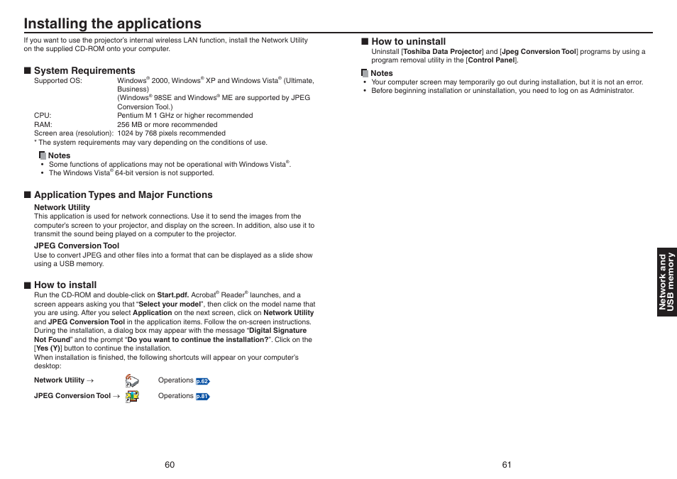 Installing the applications | Toshiba TDP-TW420 User Manual | Page 31 / 51