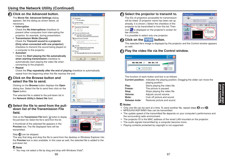 Using the network utility (continued) | Toshiba TDP-TW420 User Manual | Page 34 / 51
