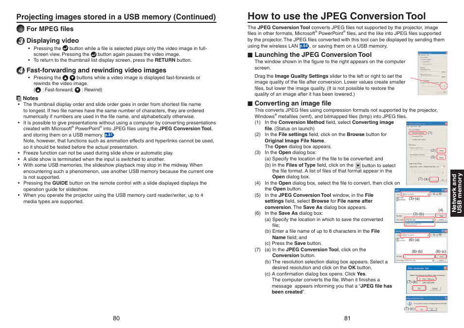 How to use the jpeg conversion tool | Toshiba TDP-TW420 User Manual | Page 41 / 51