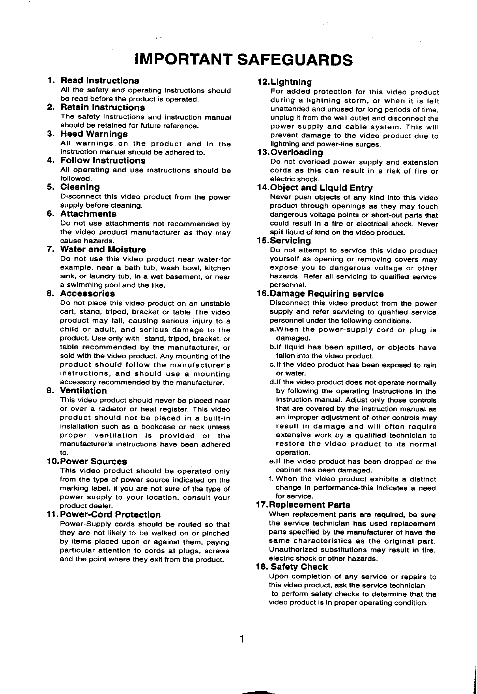 Important safeguards | Toshiba IK-643A User Manual | Page 2 / 12