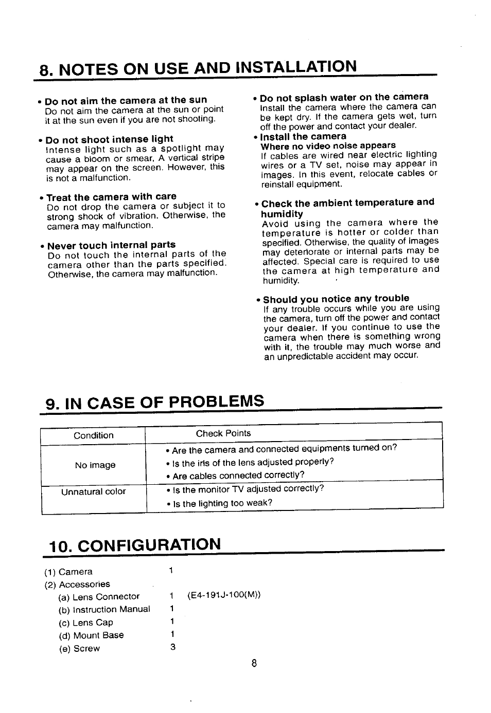 Configuration | Toshiba IK-643A User Manual | Page 9 / 12