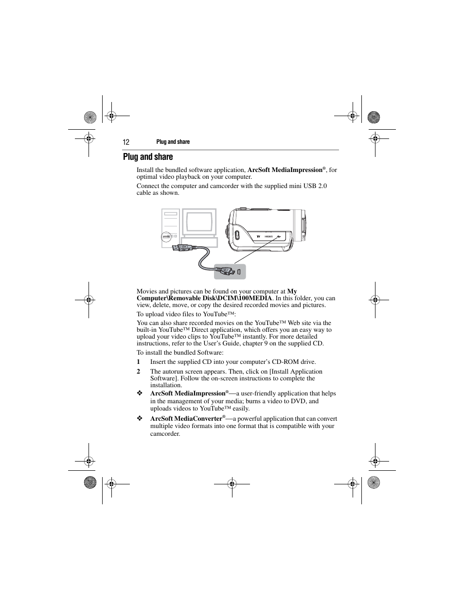 Plug and share | Toshiba Camileo GMAA00221011 User Manual | Page 12 / 28