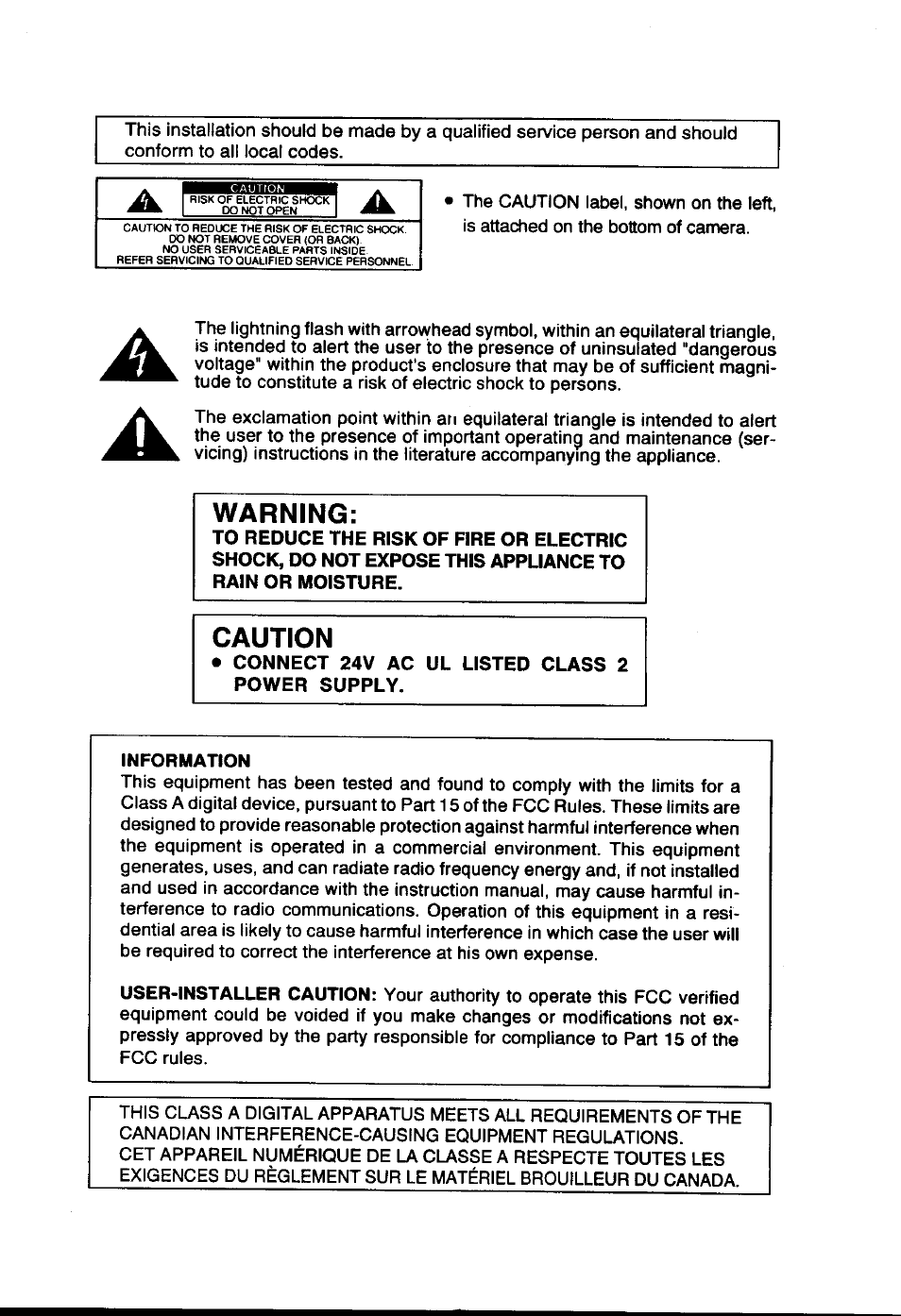 Warning, Caution | Toshiba IK527A User Manual | Page 3 / 10