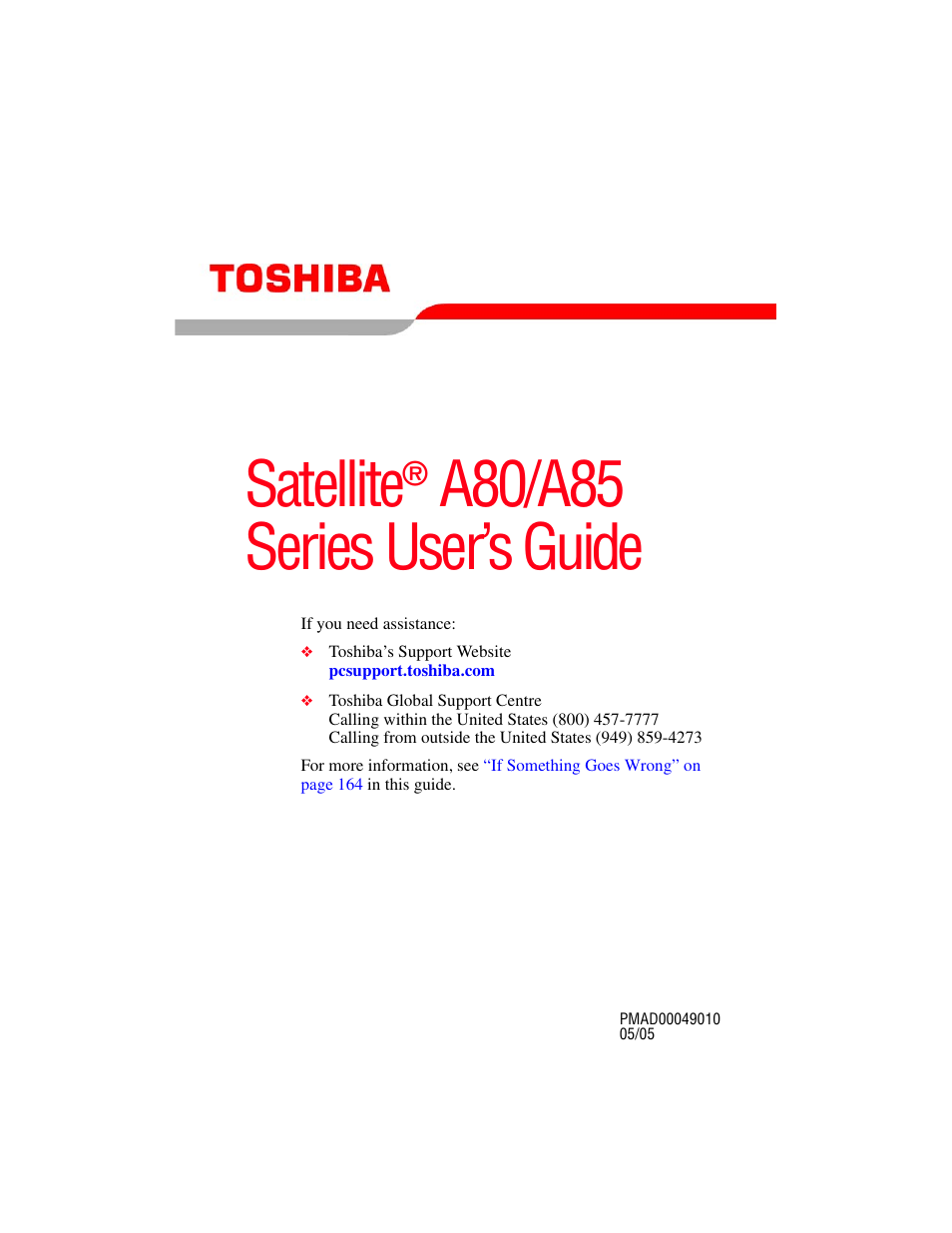 Toshiba A85 User Manual | 264 pages