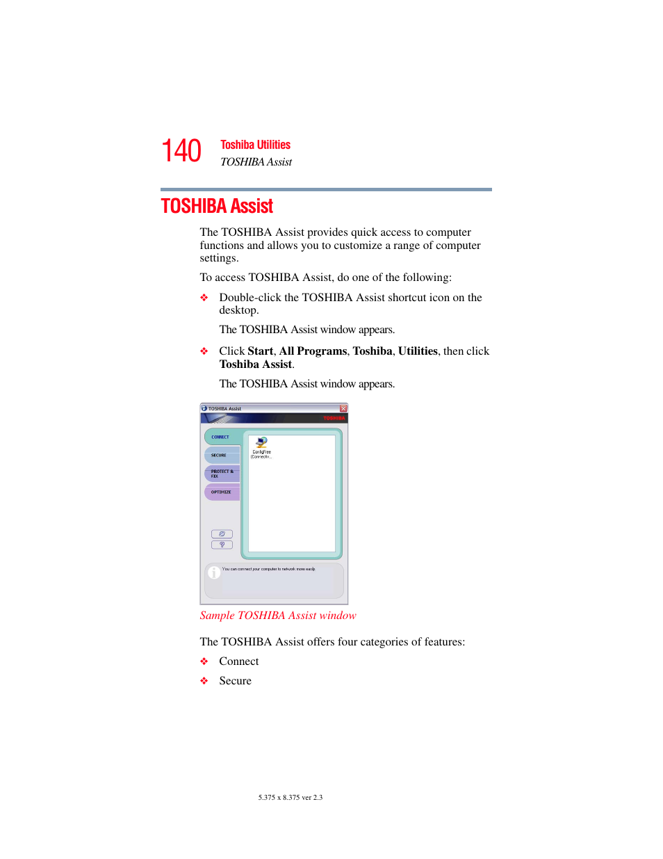 Toshiba assist | Toshiba A85 User Manual | Page 140 / 264