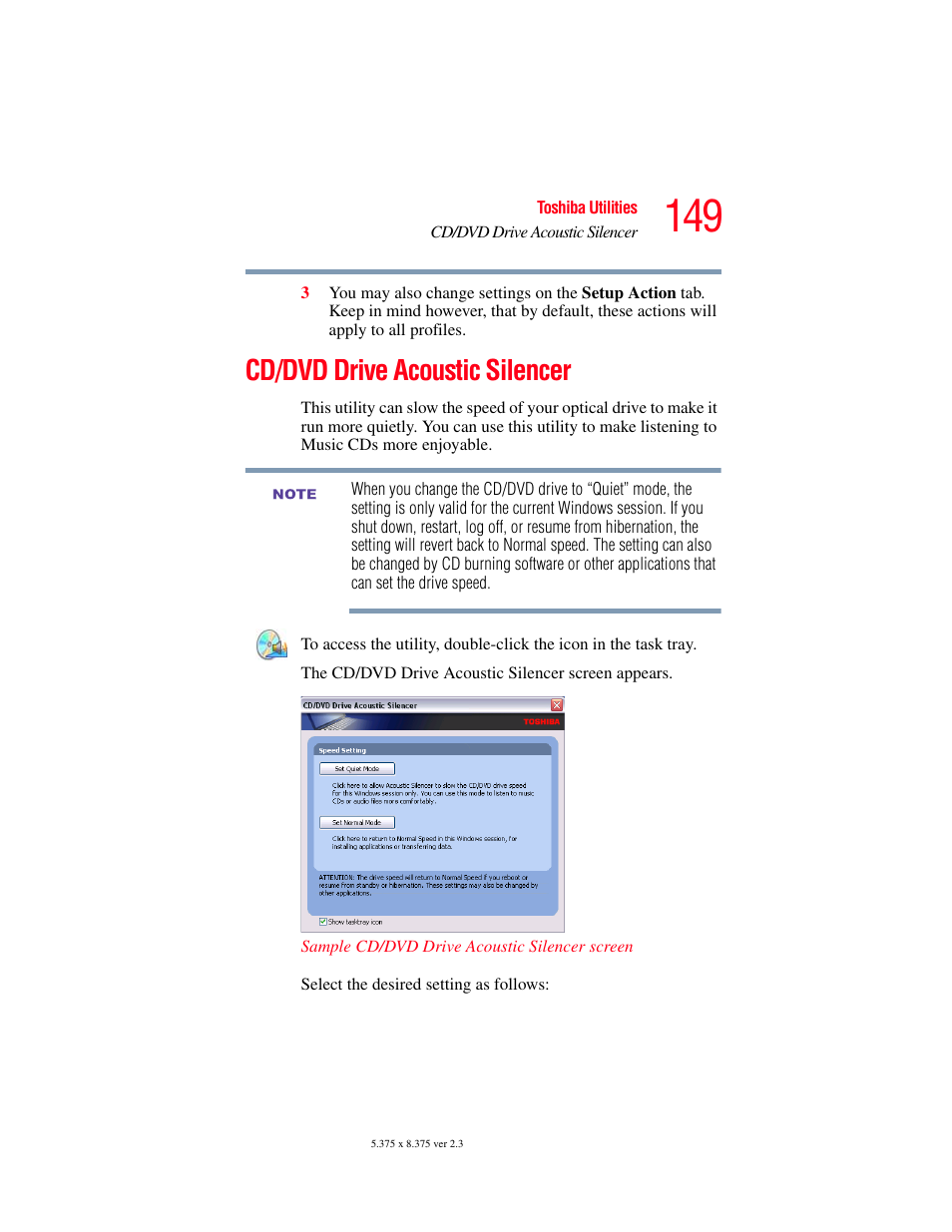 Cd/dvd drive acoustic silencer | Toshiba A85 User Manual | Page 149 / 264