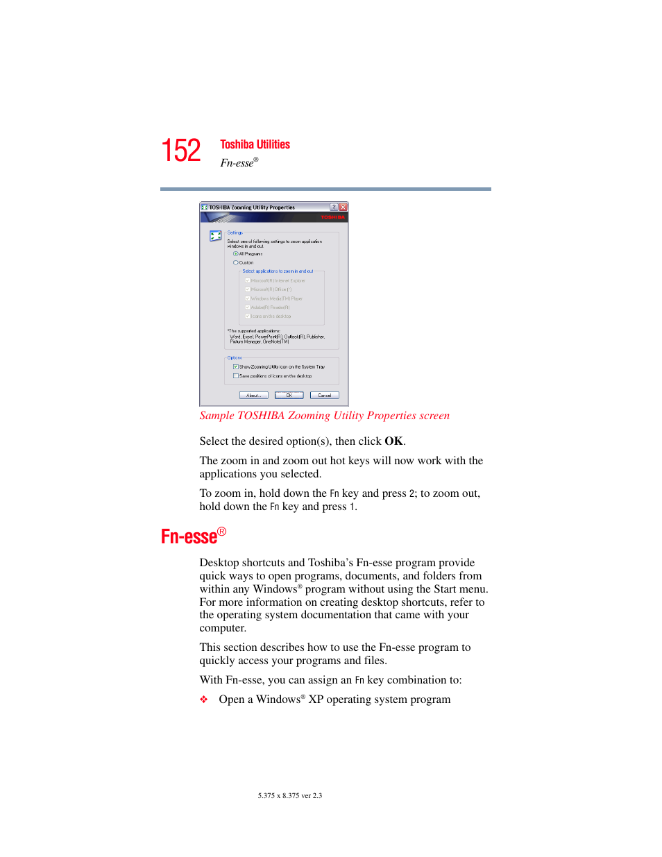 Fn-esse | Toshiba A85 User Manual | Page 152 / 264