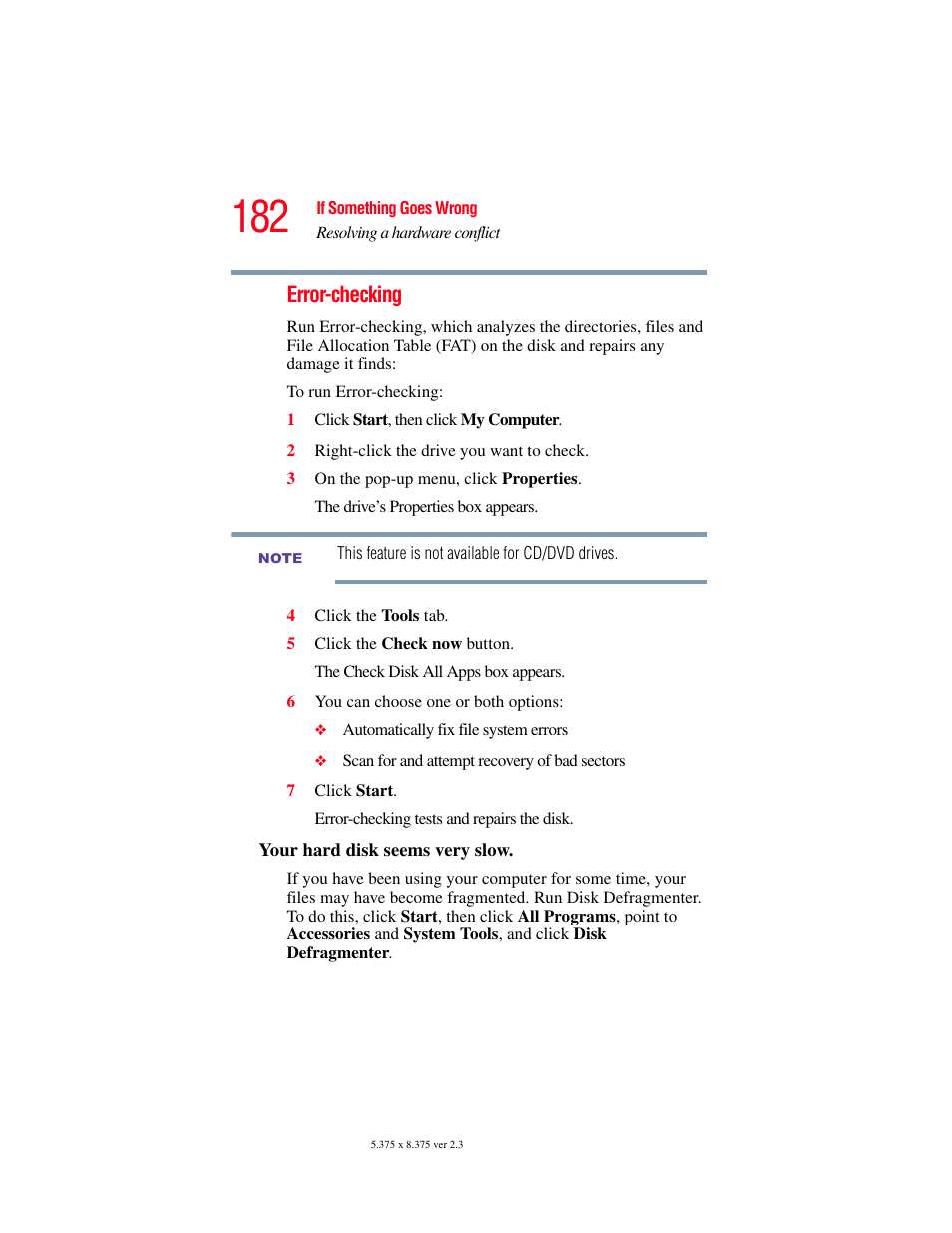 Error-checking | Toshiba A85 User Manual | Page 182 / 264