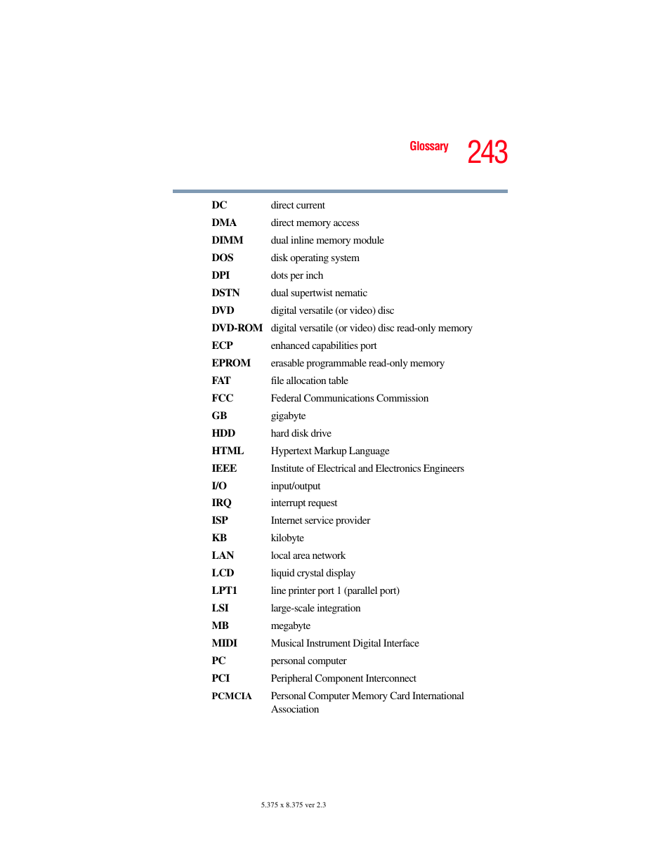 Toshiba A85 User Manual | Page 243 / 264
