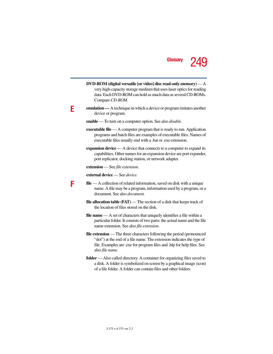 Toshiba A85 User Manual | Page 249 / 264