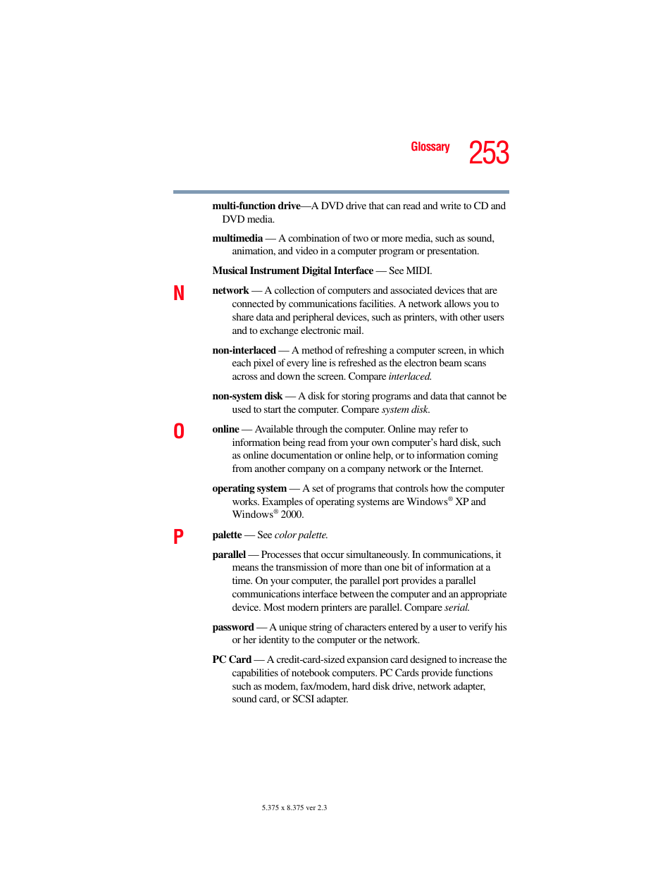 Toshiba A85 User Manual | Page 253 / 264
