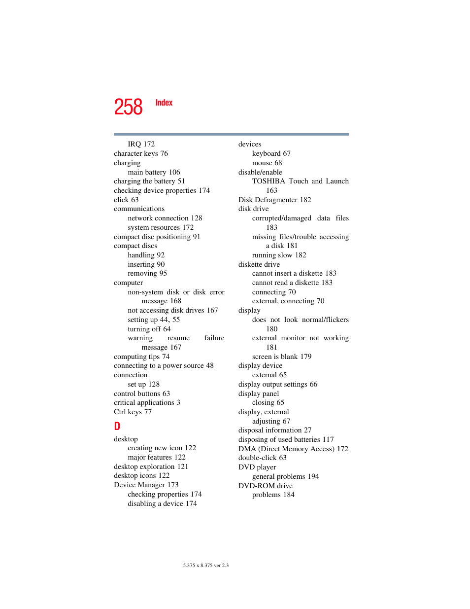 Toshiba A85 User Manual | Page 258 / 264