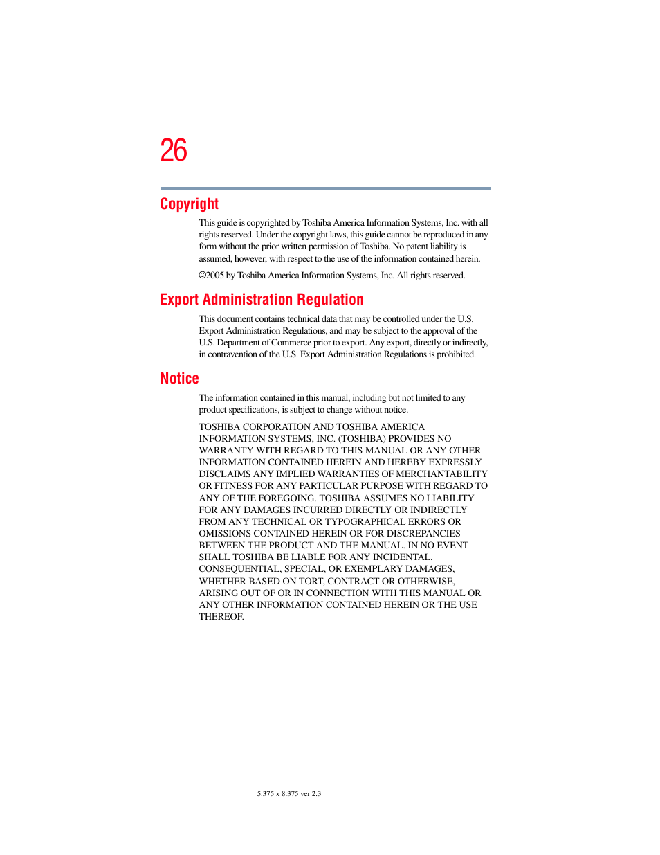 Toshiba A85 User Manual | Page 26 / 264