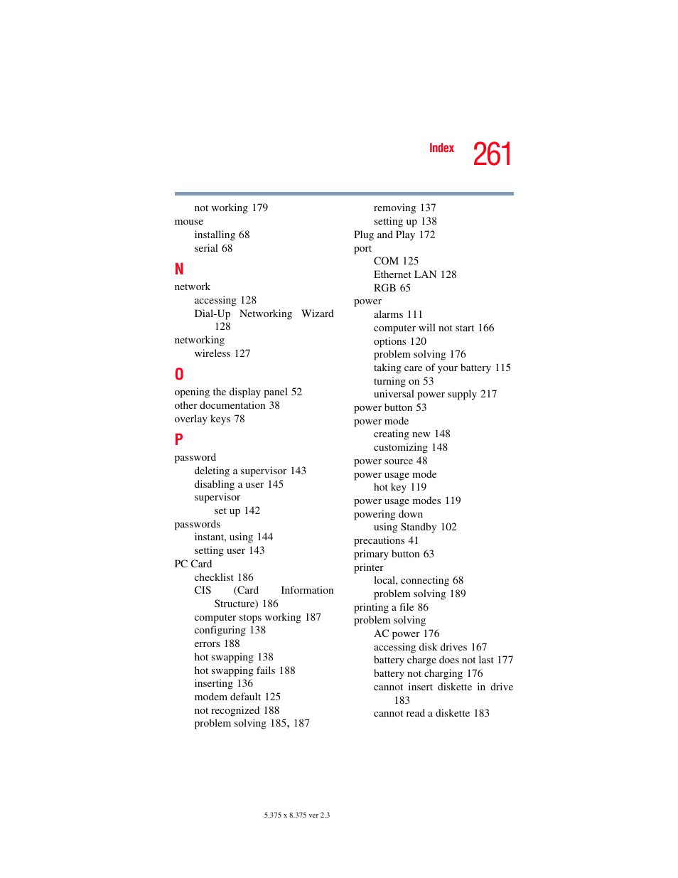 Toshiba A85 User Manual | Page 261 / 264