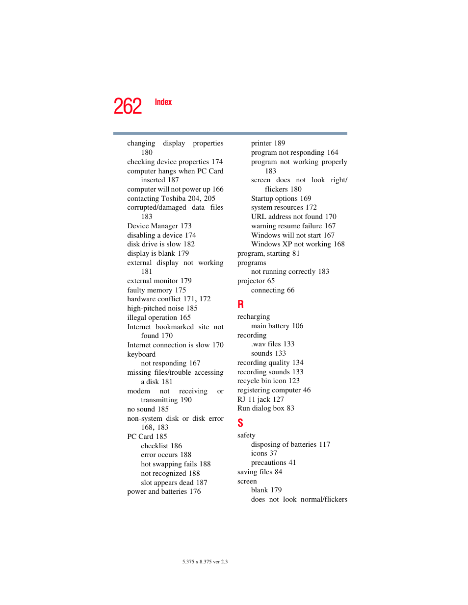 Toshiba A85 User Manual | Page 262 / 264