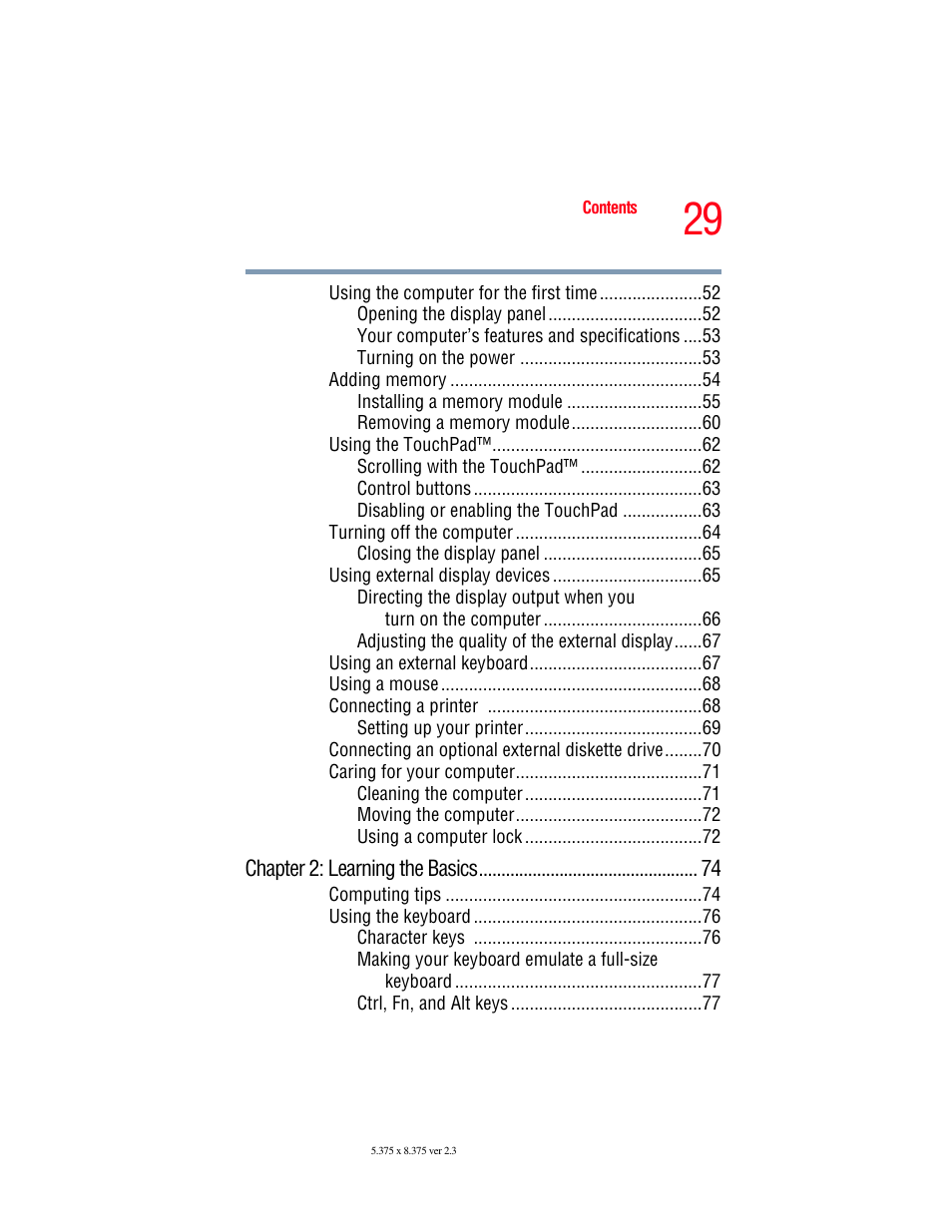 Toshiba A85 User Manual | Page 29 / 264