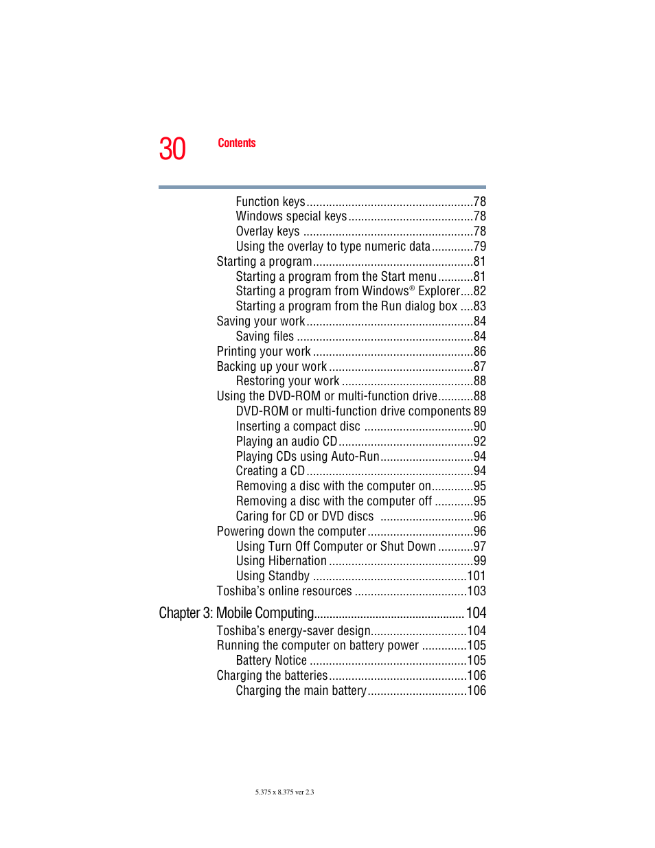 Toshiba A85 User Manual | Page 30 / 264