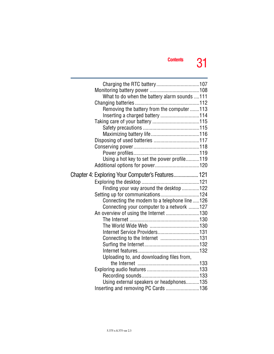 Toshiba A85 User Manual | Page 31 / 264