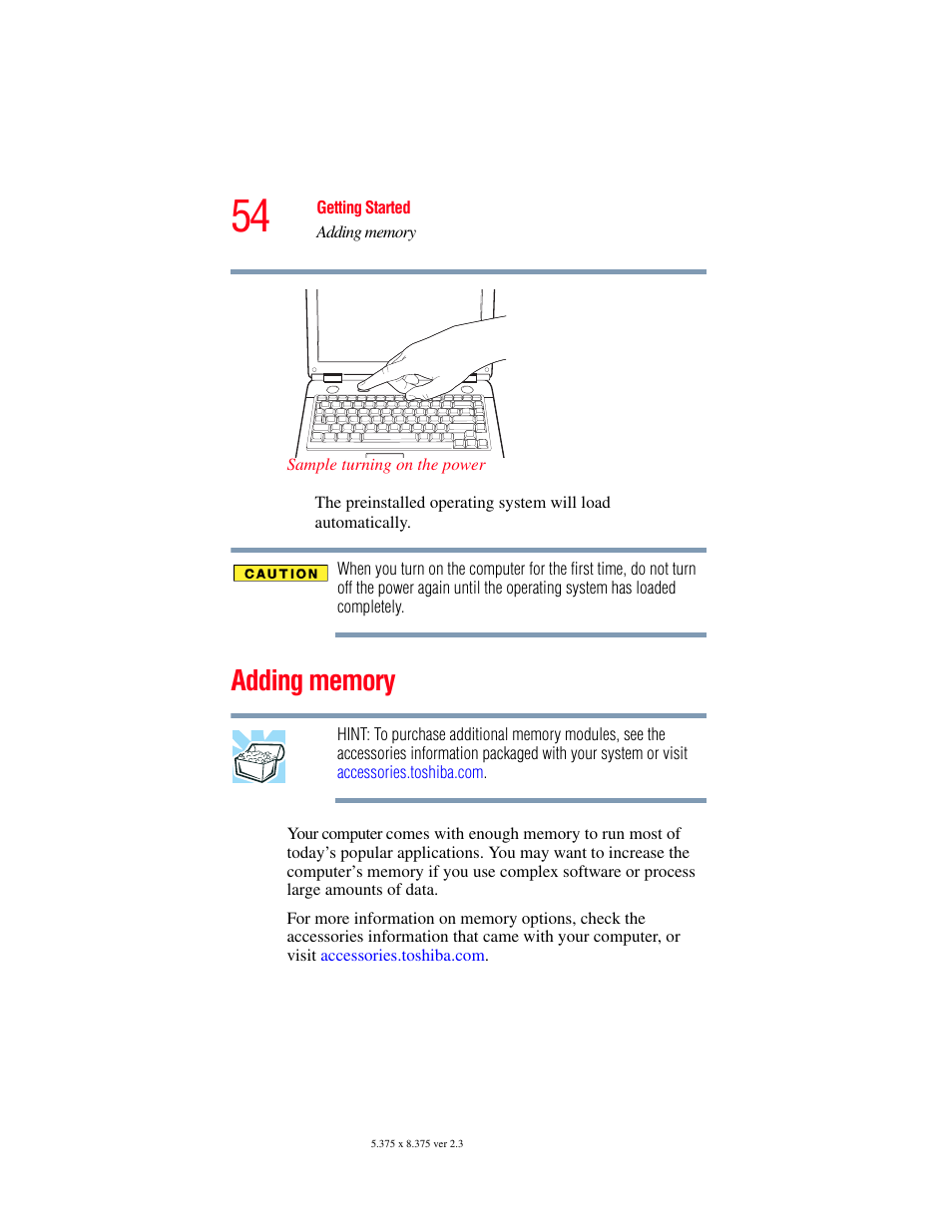 Adding memory | Toshiba A85 User Manual | Page 54 / 264