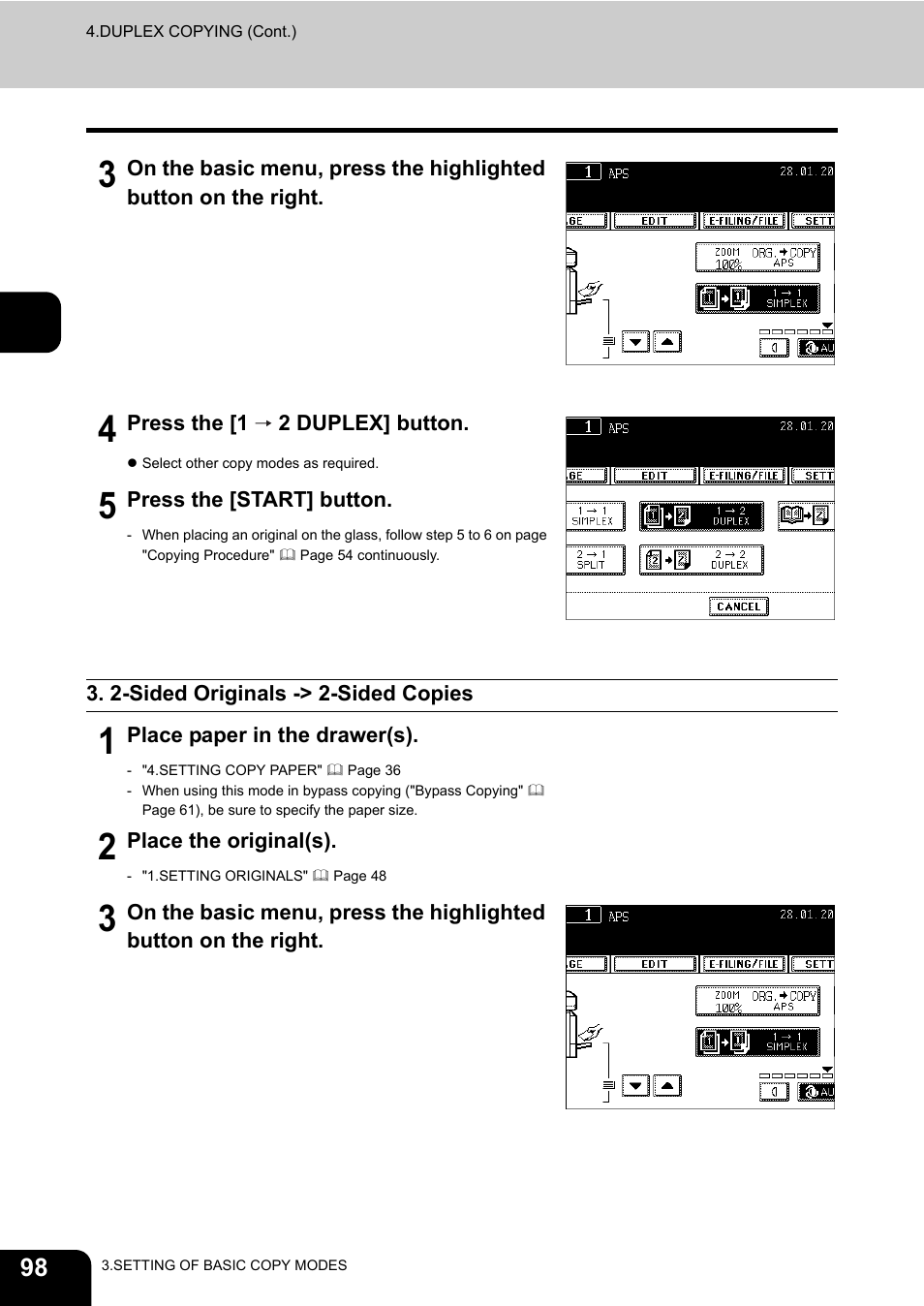 2-sided originals -> 2-sided copies | Toshiba E-STUDIO230/280 User Manual | Page 100 / 316