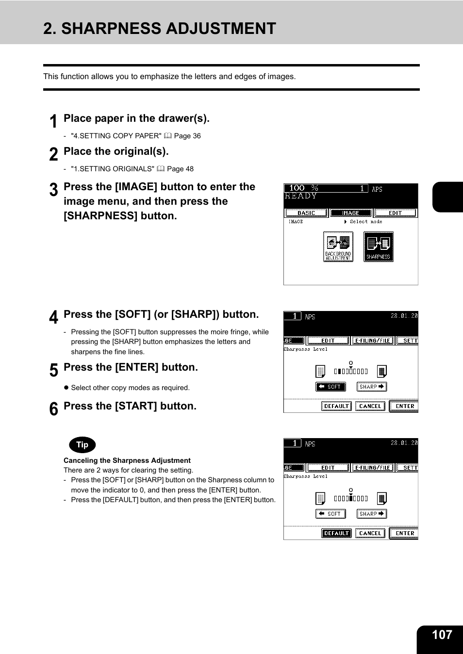 Sharpness adjustment | Toshiba E-STUDIO230/280 User Manual | Page 109 / 316