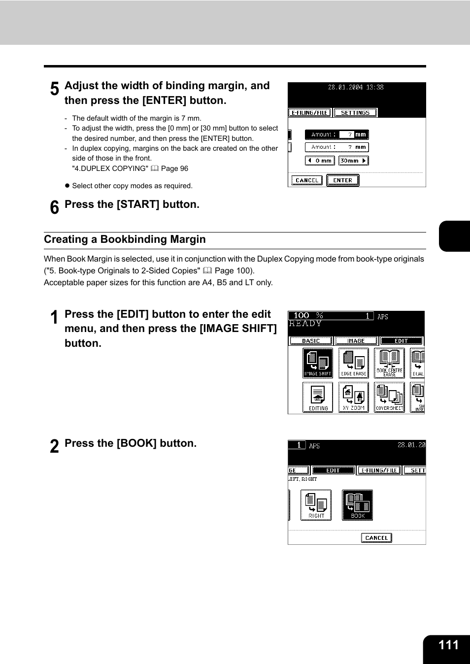 Creating a bookbinding margin | Toshiba E-STUDIO230/280 User Manual | Page 113 / 316