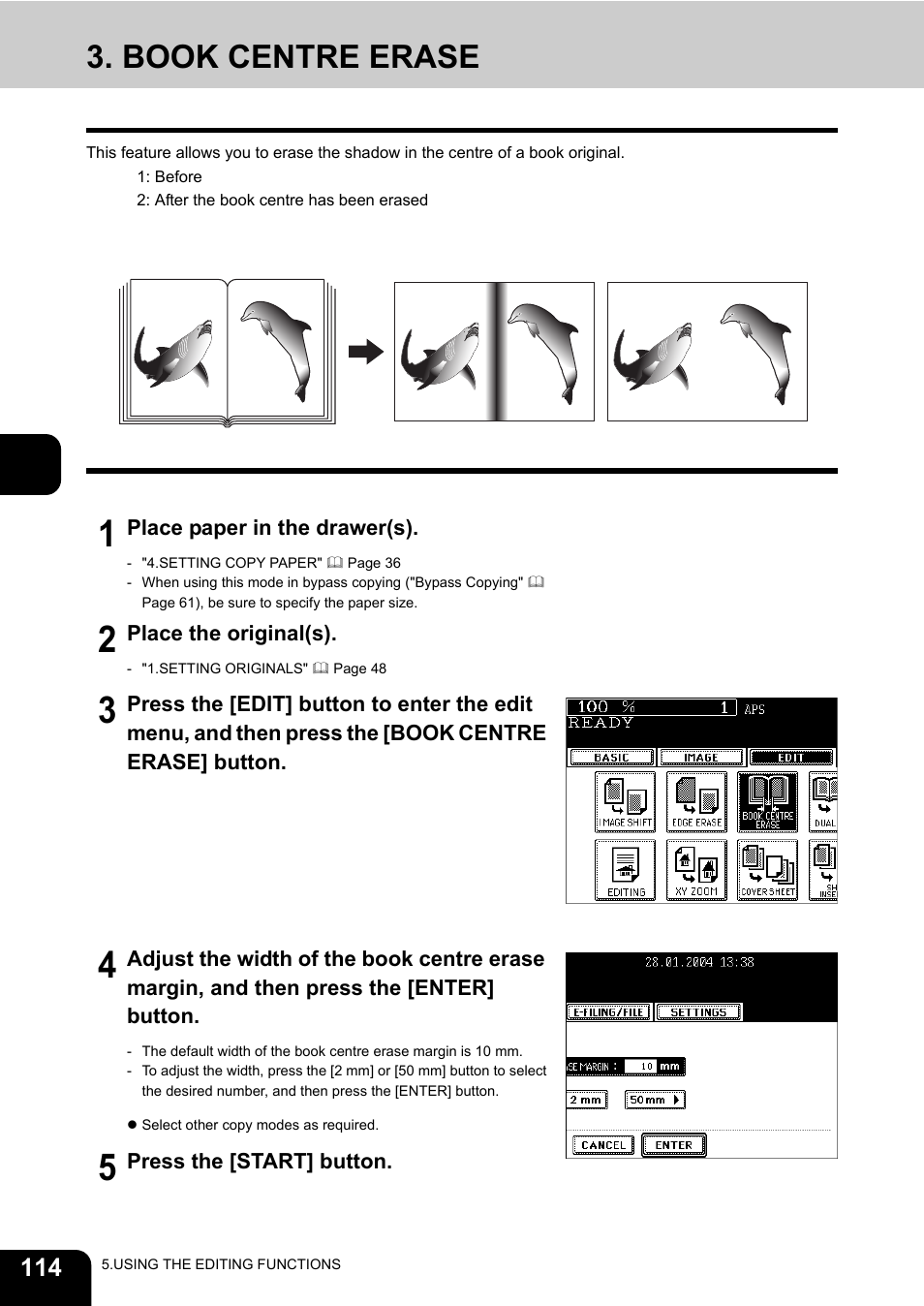 Book centre erase | Toshiba E-STUDIO230/280 User Manual | Page 116 / 316