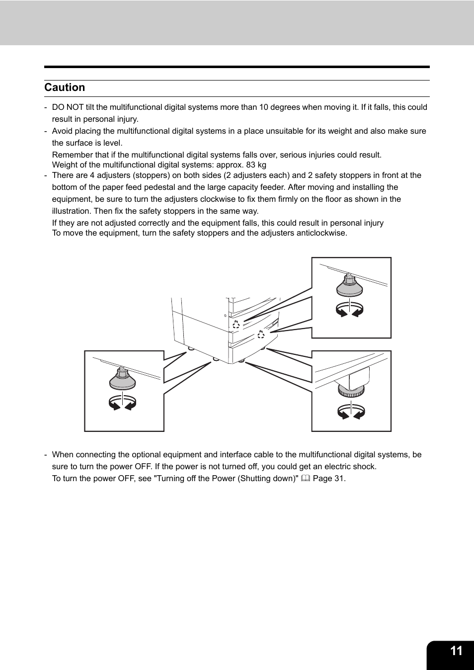 Caution | Toshiba E-STUDIO230/280 User Manual | Page 13 / 316