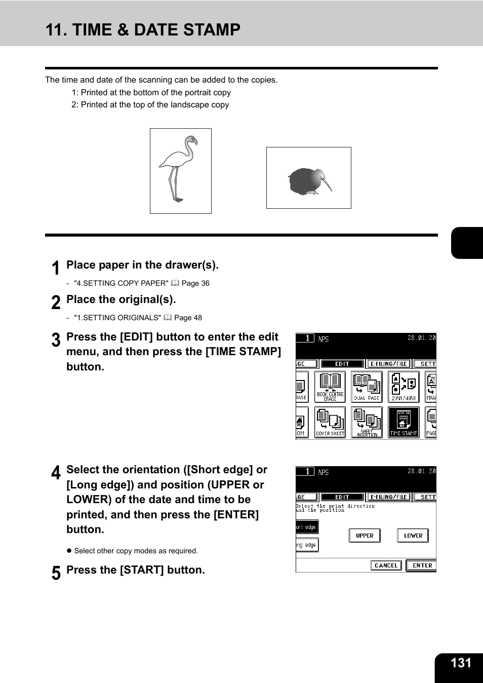 Time & date stamp | Toshiba E-STUDIO230/280 User Manual | Page 133 / 316