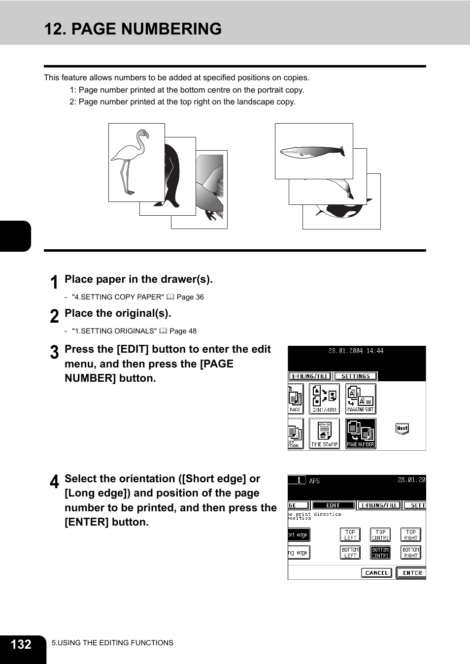 Page numbering | Toshiba E-STUDIO230/280 User Manual | Page 134 / 316