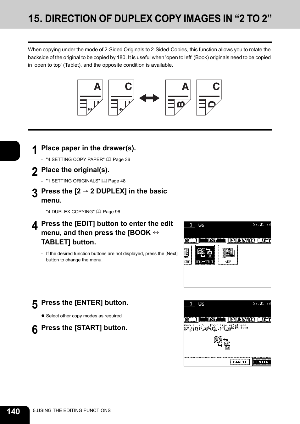 Direction of duplex copy images in “2 to 2 | Toshiba E-STUDIO230/280 User Manual | Page 142 / 316