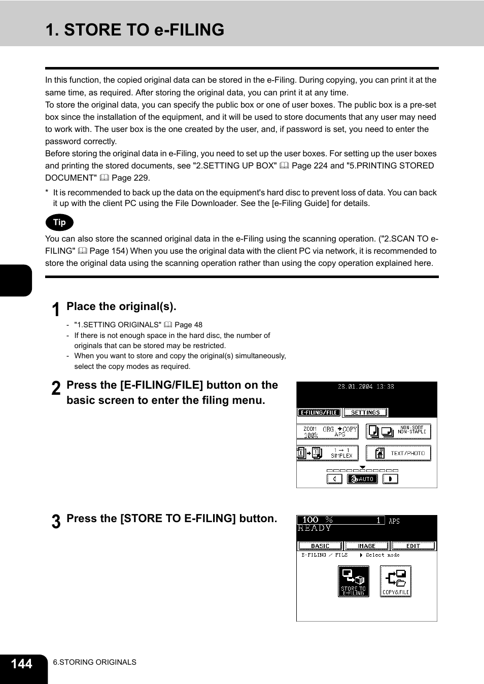 Store to e-filing | Toshiba E-STUDIO230/280 User Manual | Page 146 / 316